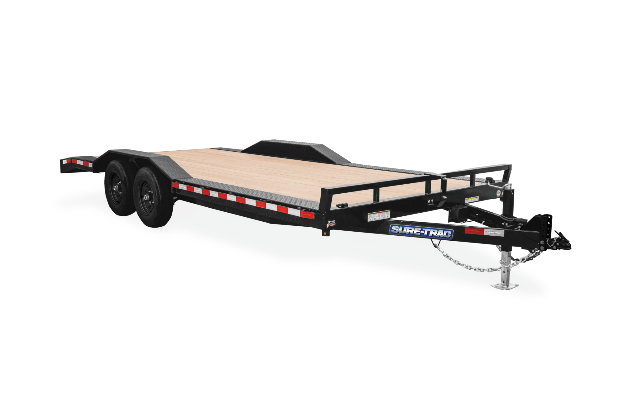 Full-Width Car Hauler | Front view, tilted, Hauler with reflective tape