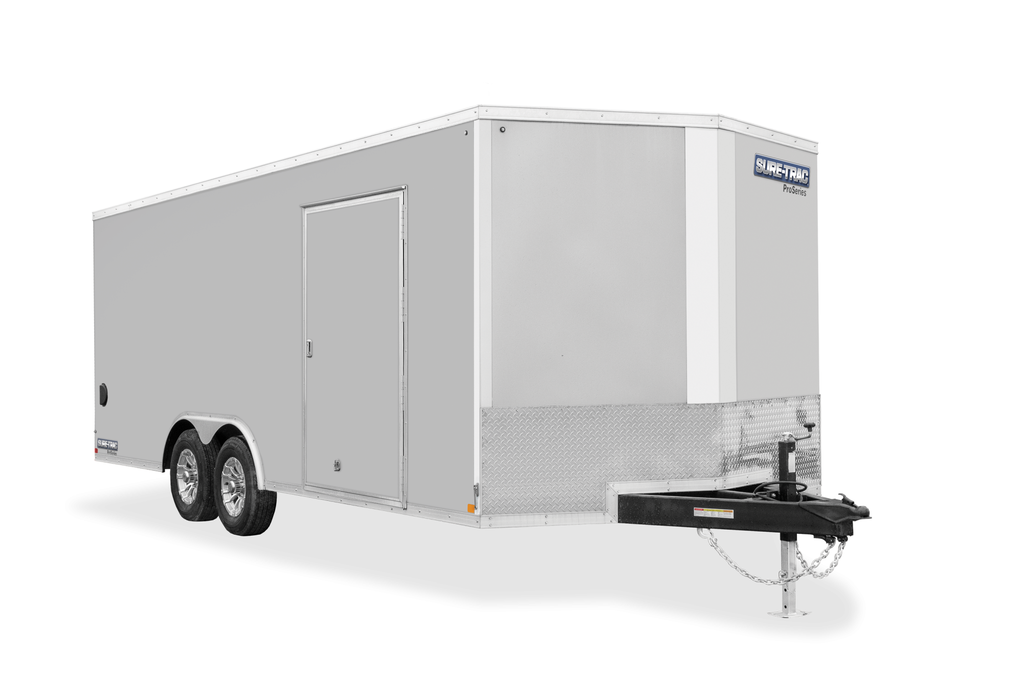 5' & 6' Wide Pro Series Wedge Car Hauler | Front view, tilted, light gray Single Axle Hauler